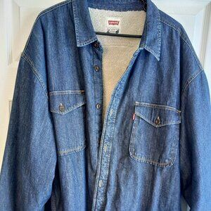 LEVIS Haywood Mens Shirt Jacket Sherpa Lined Button Up Coat Jean Denim XXXL 3XL